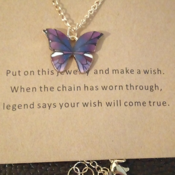 ❤️3/$10❤️Make a Wish Dainty Butterfly Necklaces with Message Cards - Purple - Picture 5 of 14